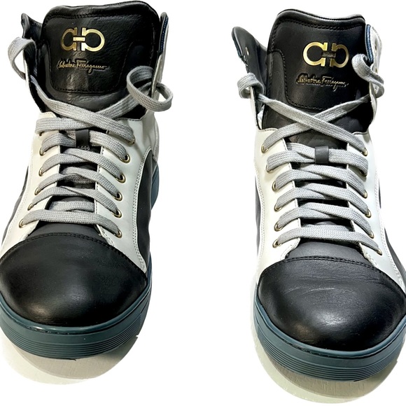 NEW Men’s Ferragamo Noe Leather High Tops. SZ 44 - Picture 2 of 7
